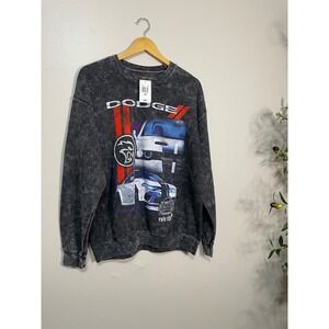 NWT Men's Dodge Hellcat Crew Neck Sweatshirt Size M Black Mineral Wash
